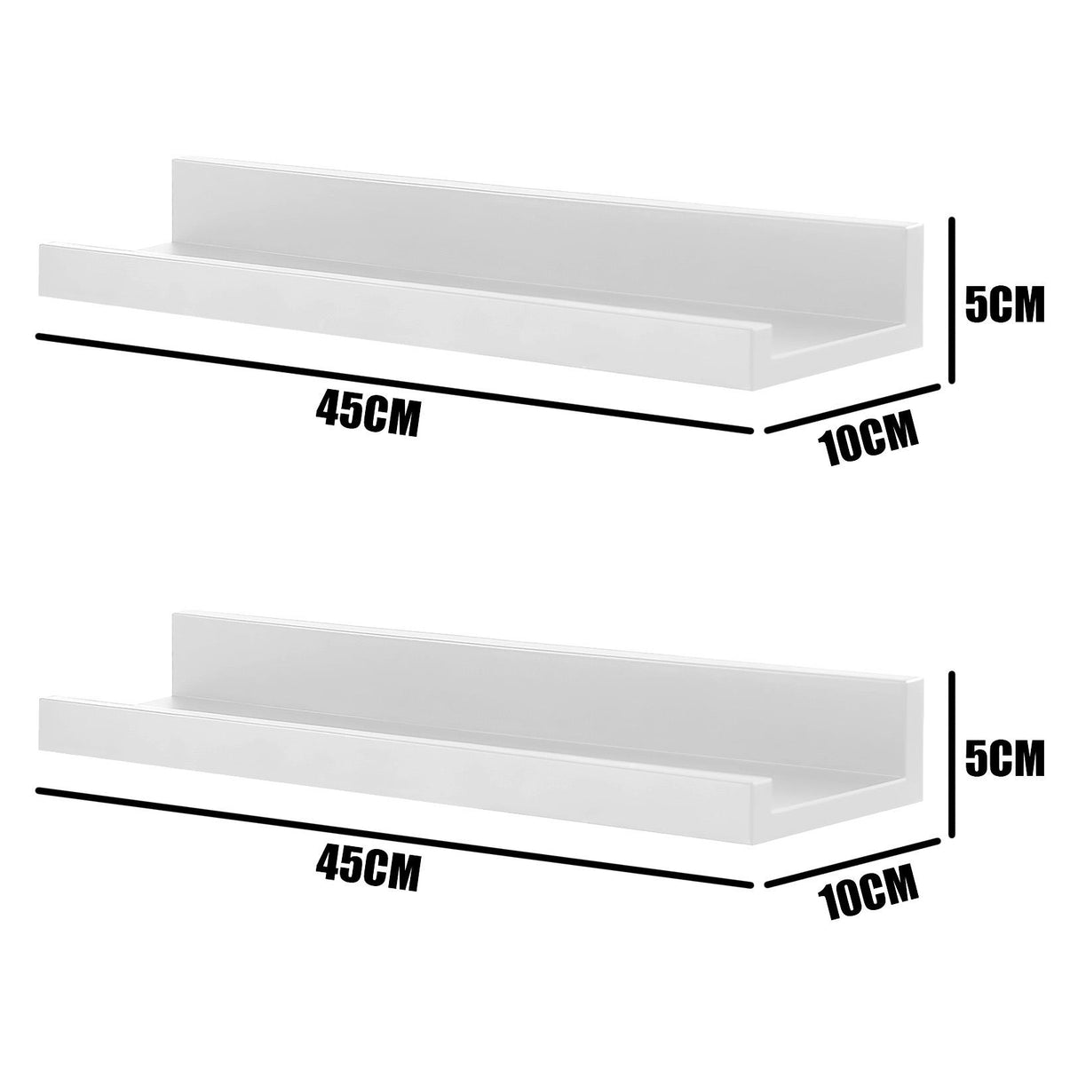 White Wall Hanging Shelf 45 cm Pack 2 by GEEZY - UKBuyZone