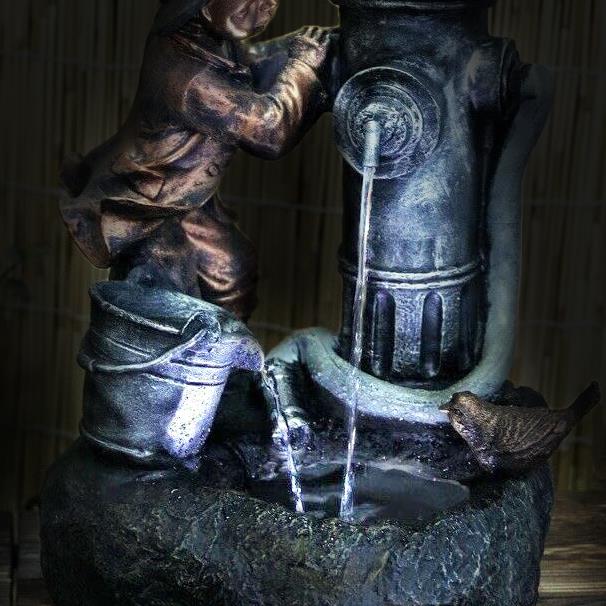 Fire Hydrant Water Feature Outdoor With LED by GEEZY - UKBuyZone