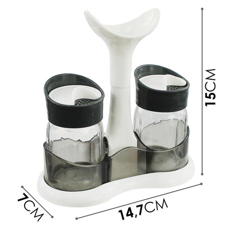 Salt and Pepper Shaker Set / Salt and Pepper Pots With Holder by Geezy - UKBuyZone