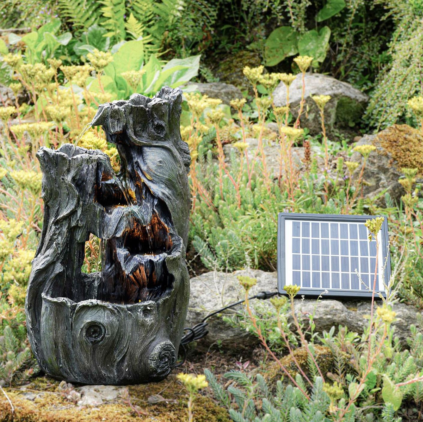 Solar Tree Log Fountain by Geezy - UKBuyZone