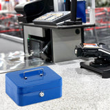 Metal Cash Box with Two Keys in Blue Colour 8 Inch by GEEZY - UKBuyZone