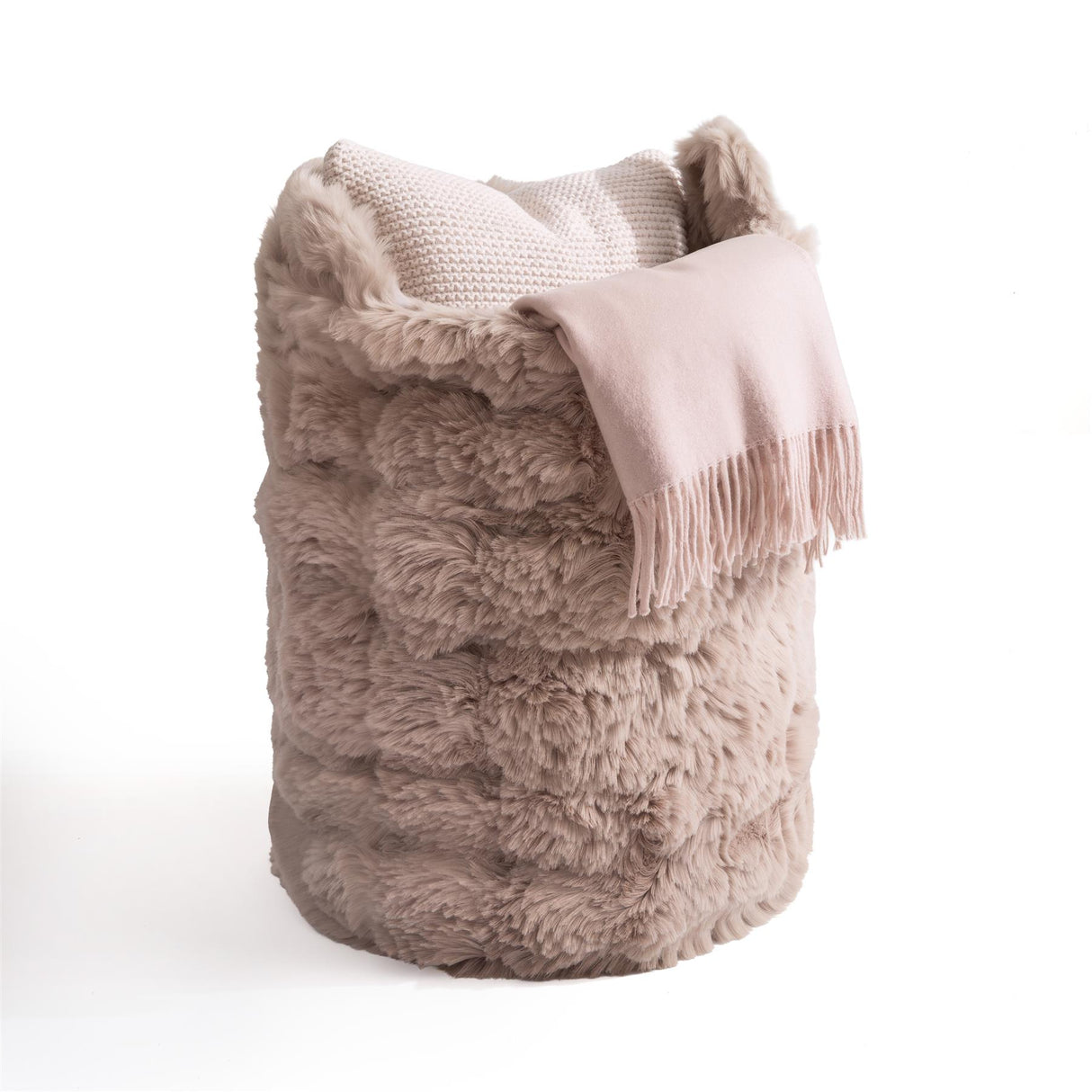 Faux Fur Round Storage Basket
