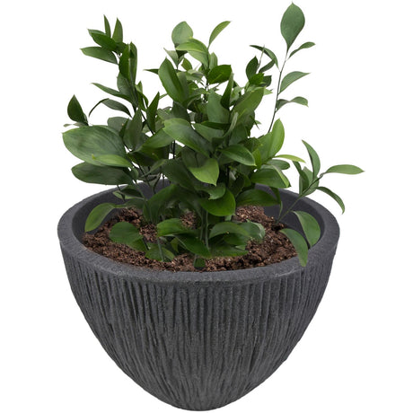 Large Anthracite Round Indoor Outdoor Flower Pot by GEEZY - UKBuyZone