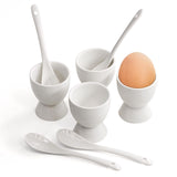 Set of 4 Ceramic Egg Cups with Spoons