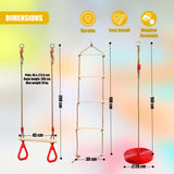 Wooden Trapeze Swing, Rope Ladder & Red Plate Seat by The Magic Toy Shop - UKBuyZone