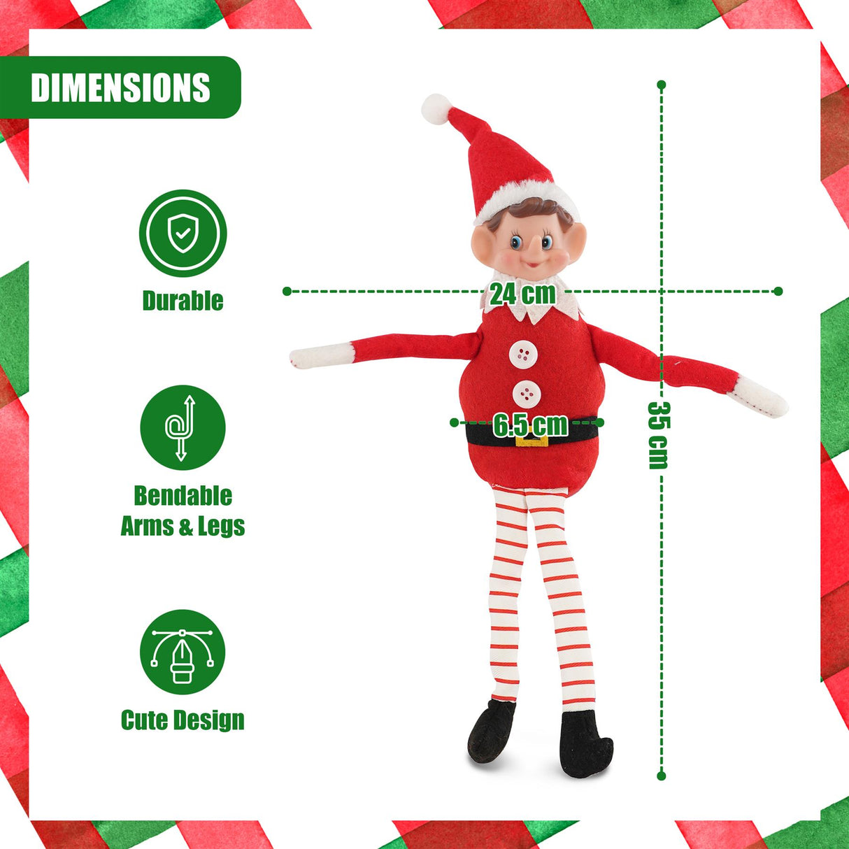 Christmas Elf Plush Toy 35cm by The Magic Toy Shop - UKBuyZone