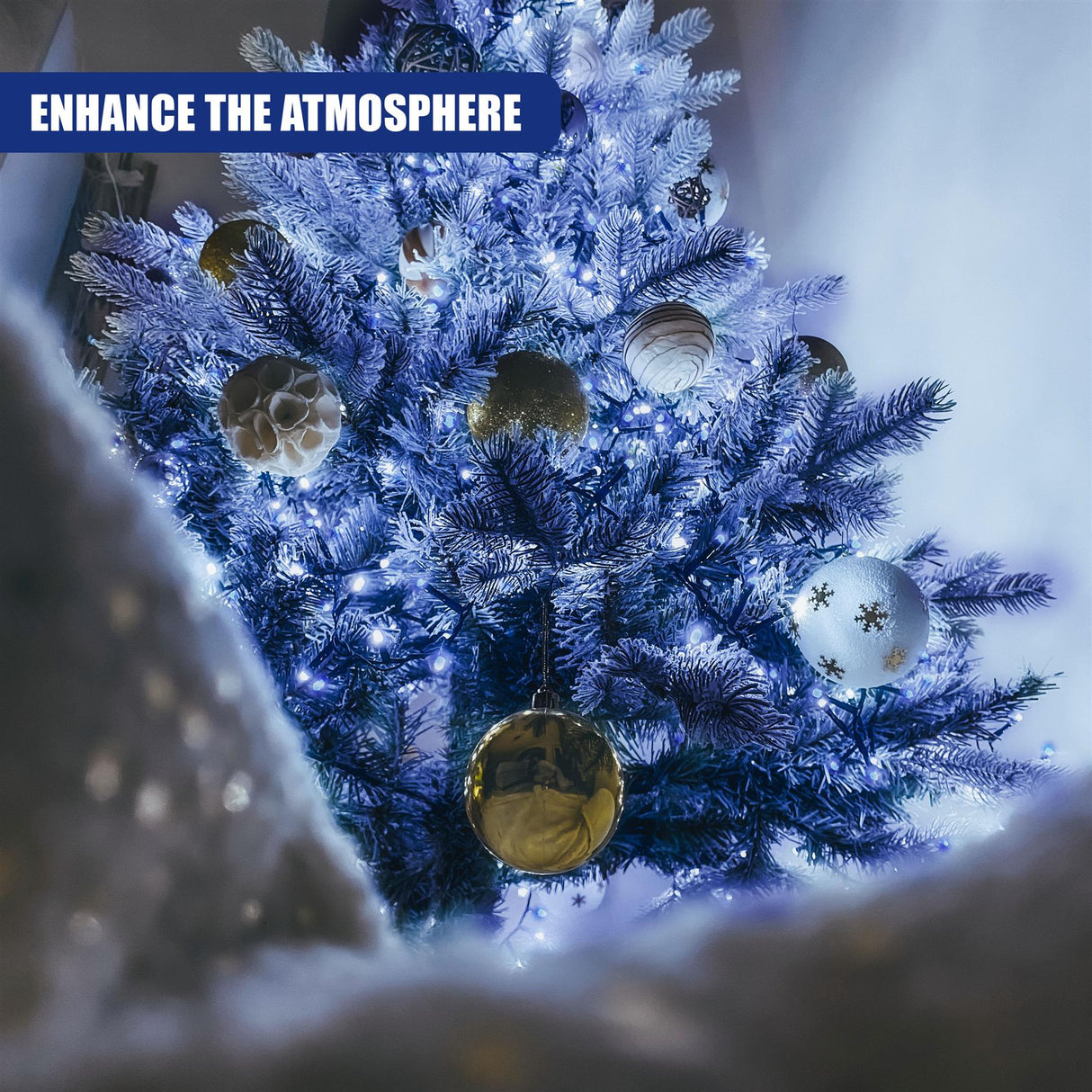 300 LED Cluster Christmas Lights - Blue & White