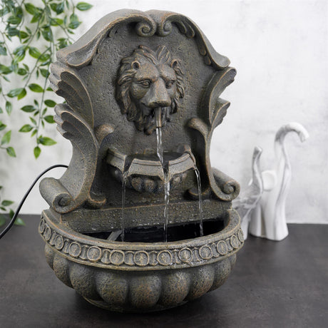 Lion Water Feature With Led Lights by GEEZY - UKBuyZone