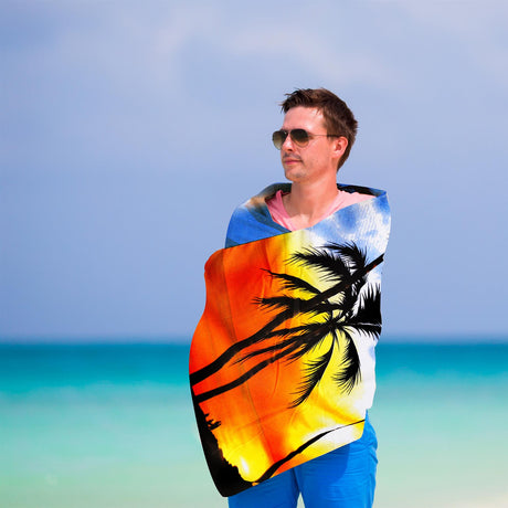 Beach Bath Towel Sunrise Design Microfibre Towel by GEEZY - UKBuyZone
