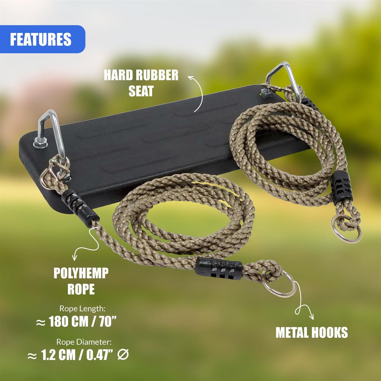 Swing Seat with Polyhemp Ropes by GEEZY - UKBuyZone