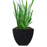 Large Charcoal Black Lotus Square Planter