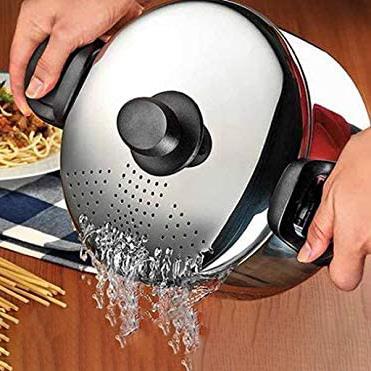 Stainless Steel Pasta Pot With Locking Strainer Lid by GEEZY - UKBuyZone