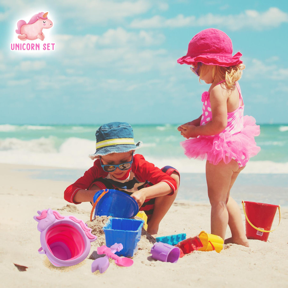 Collapsible Beach Bucket & Spade Sets