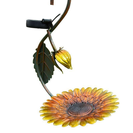 Solar LED Light Yellow Hanging Metal Bird Feeder by Geezy - UKBuyZone