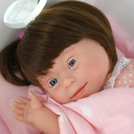 Brown Hair Girl Baby Doll with Down Syndrome by BiBi Doll - UKBuyZone