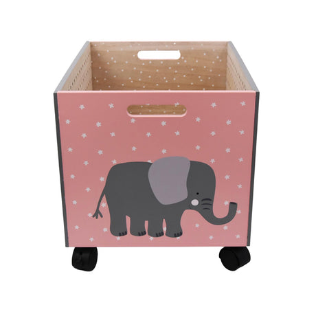 Elephant Design Kids Wooden Storage Chest On Wheels by The Magic Toy Shop - UKBuyZone