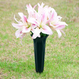 Set of 2 Green Spiked Memorial Grave Flower Vases