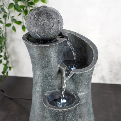 Water Feature Ball on the Top With Led Lights by GEEZY - UKBuyZone