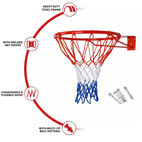 Basketball Hoop with Net - Wall-mounted by FastFold - UKBuyZone