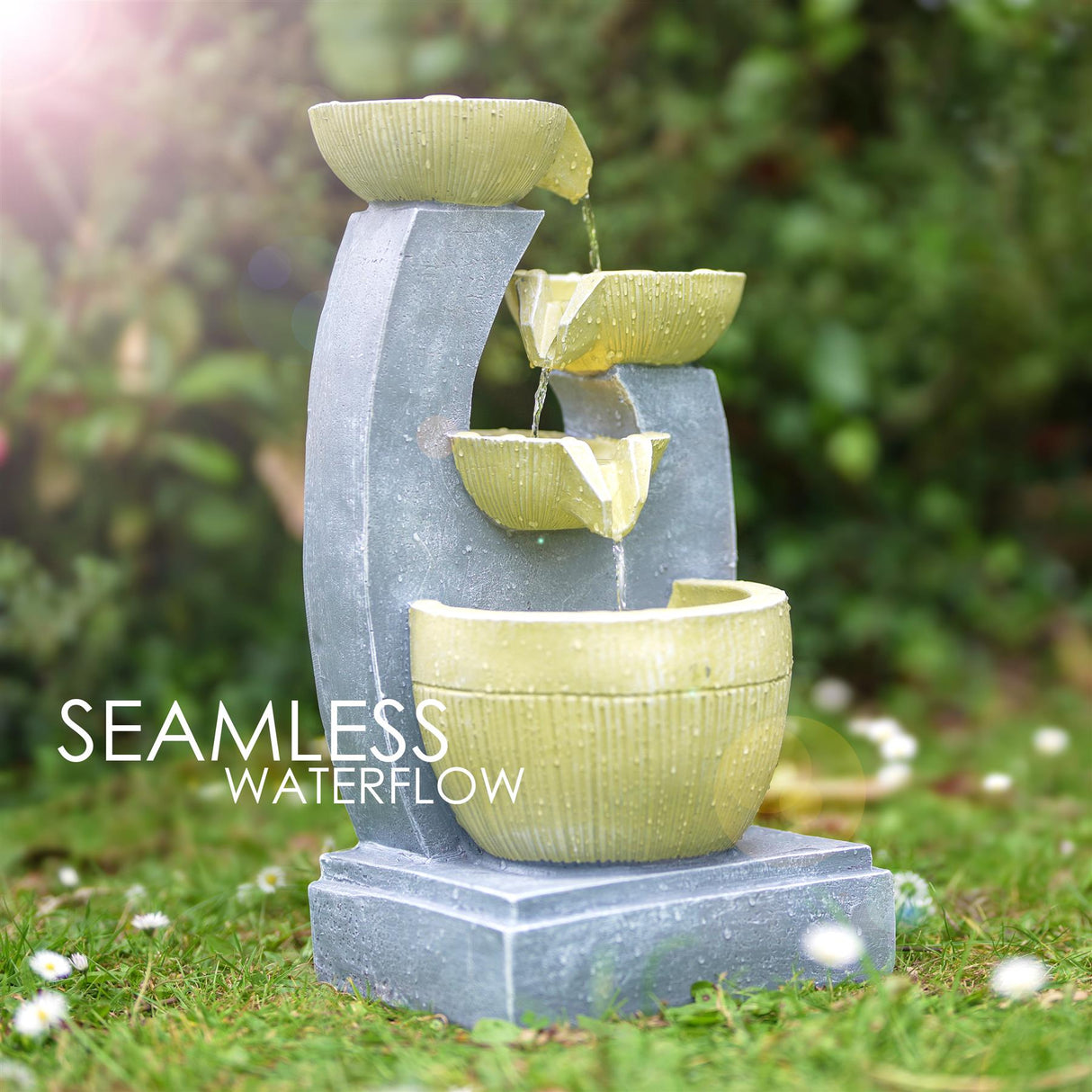 GEEZY 4 Tier Bowls Water Feature Outdoor With LED