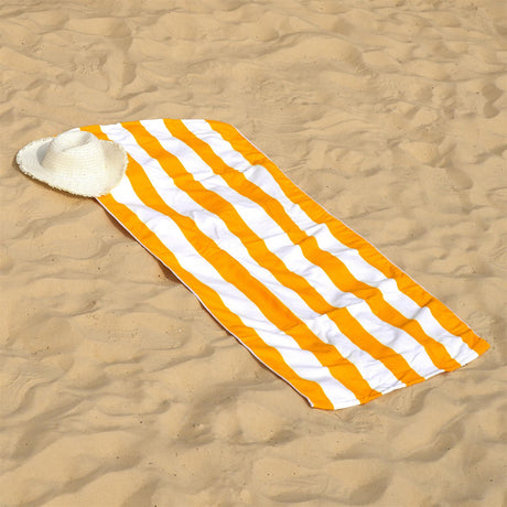 Beach Bath Towel Large Microfibre Orange Striped by GEEZY - UKBuyZone