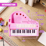 Pink Electronic Piano With Microphone and Stool
