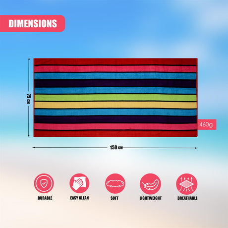 Velour Striped Beach Towel Crimson Skyline by Geezy - UKBuyZone