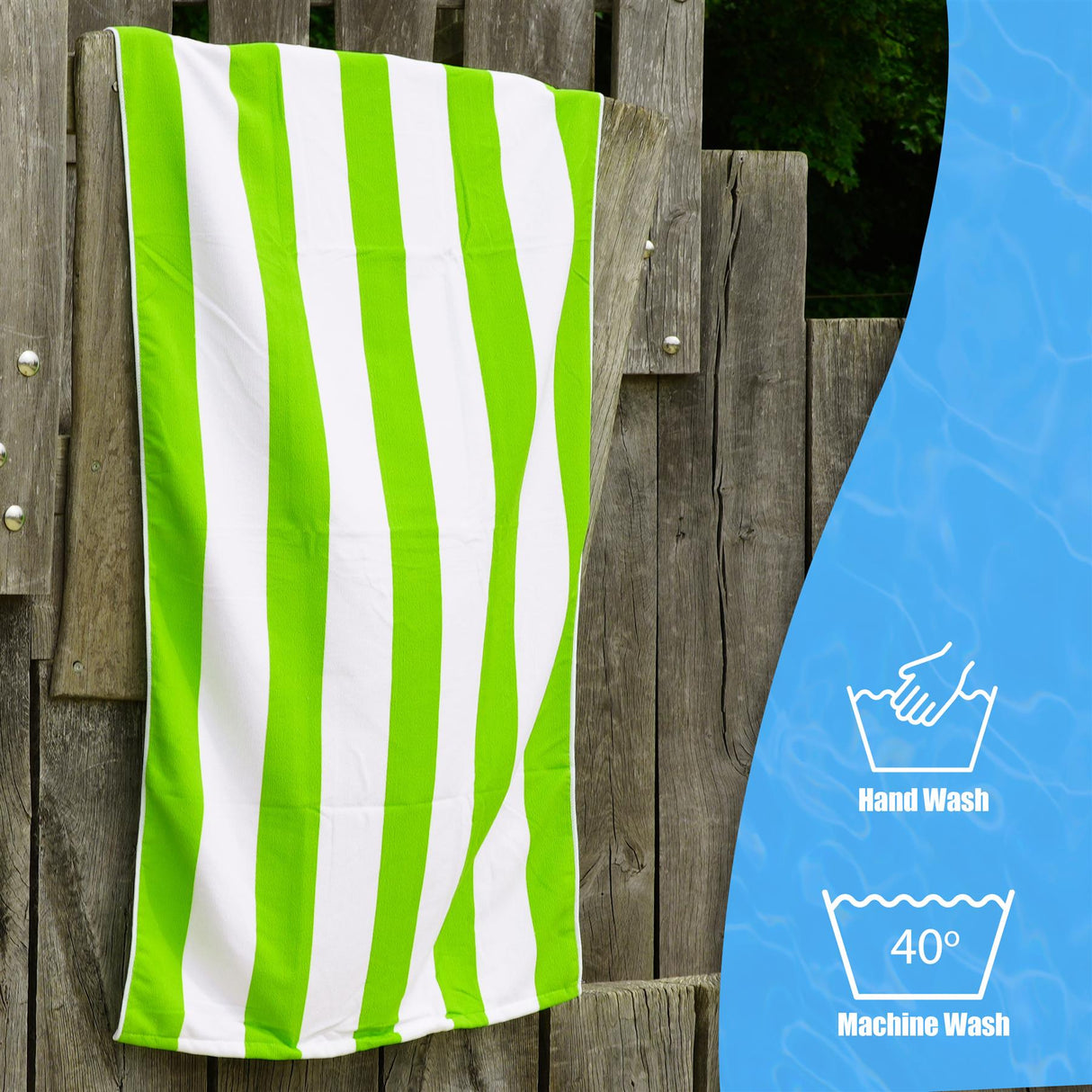 Beach Bath Towel Large Microfibre Green Striped