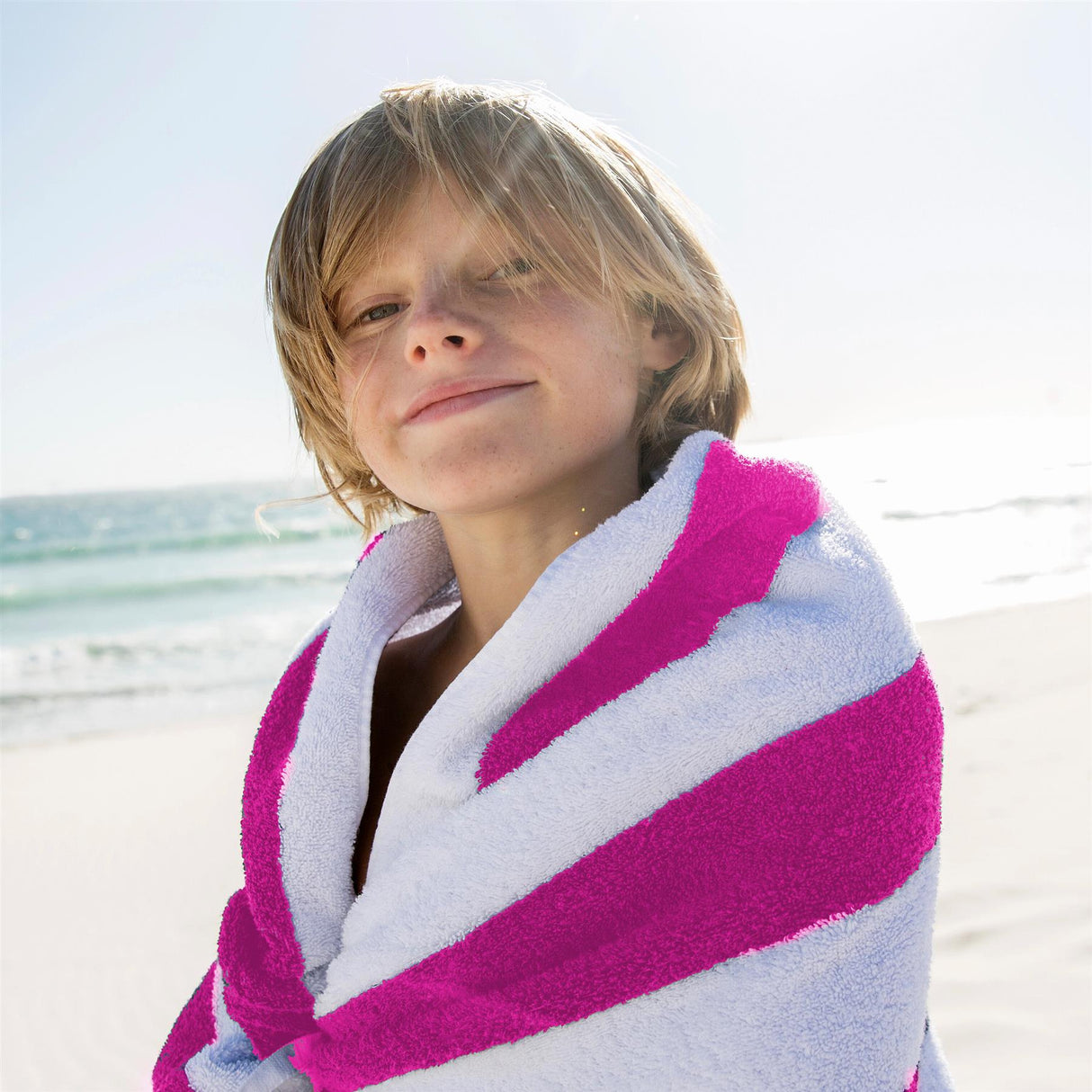 Pink & Blue Striped Microfibre Beach Towels - Set of 2 by GEEZY - UKBuyZone