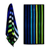 Velour Striped Beach Towel Blue Oasis