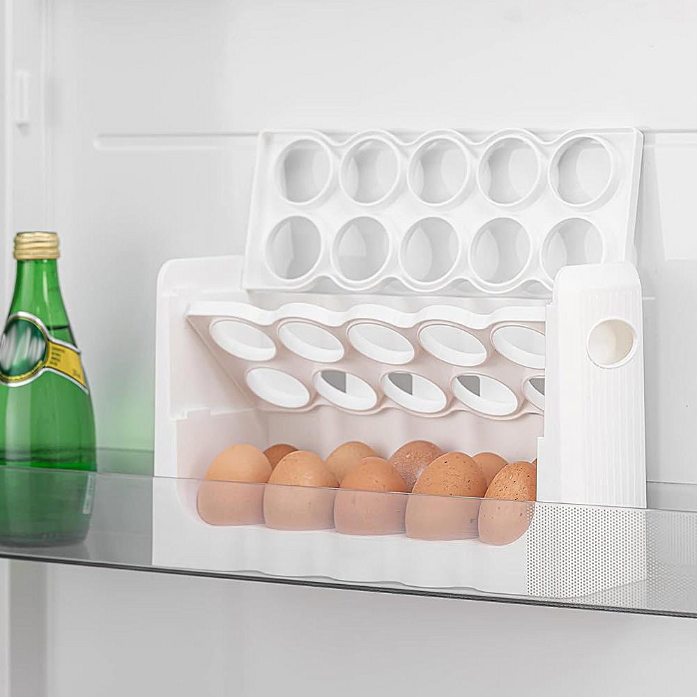 A clear tray with thirty egg slots in a kitchen store.