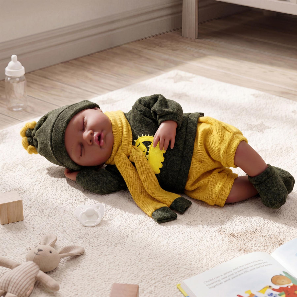 BiBi Black Doll Reborn Ethnic Sleeping Boy "Glorio" (50 cm / 20")