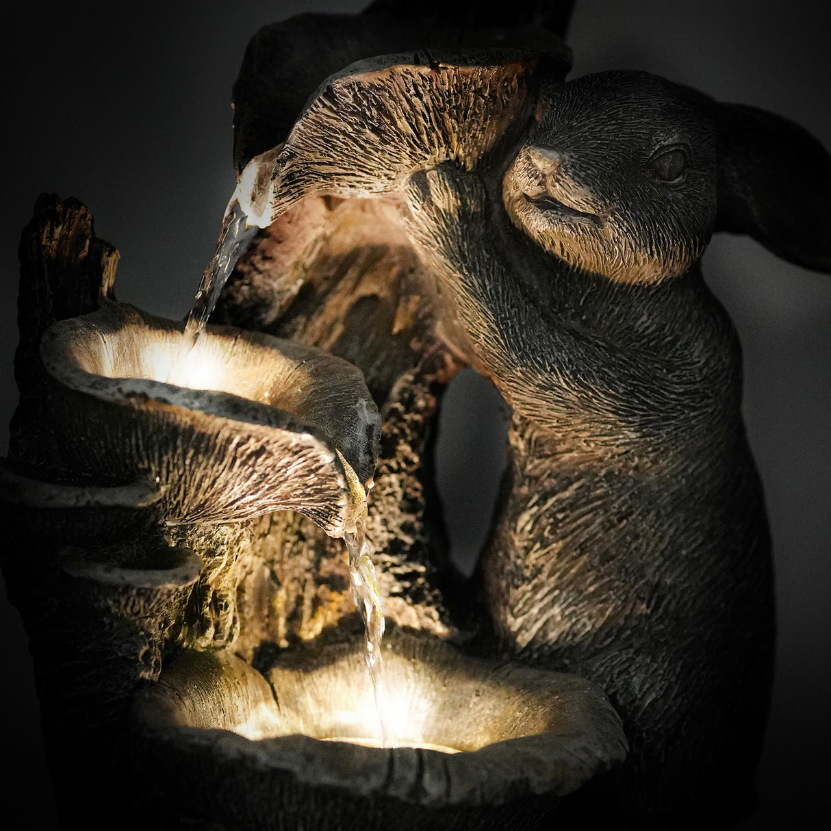 Rabbit Solar Water Feature Outdoor With LED by GEEZY - UKBuyZone