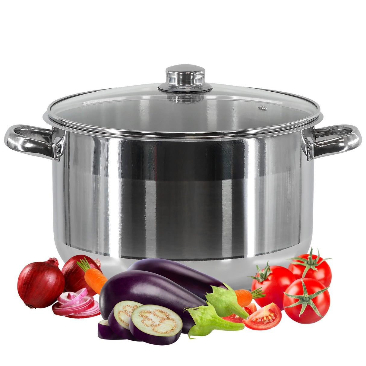 Induction Stockpot With Glass Lid - 14 ltr by GEEZY - UKBuyZone