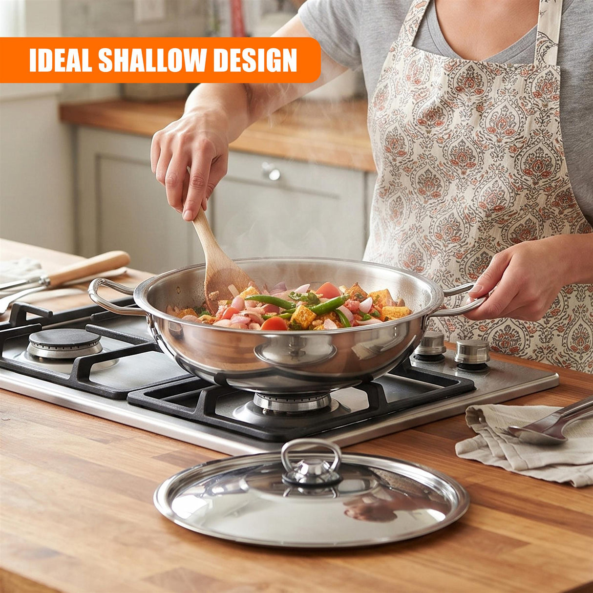Shallow Casserole Pot with Lid - 4.5 L