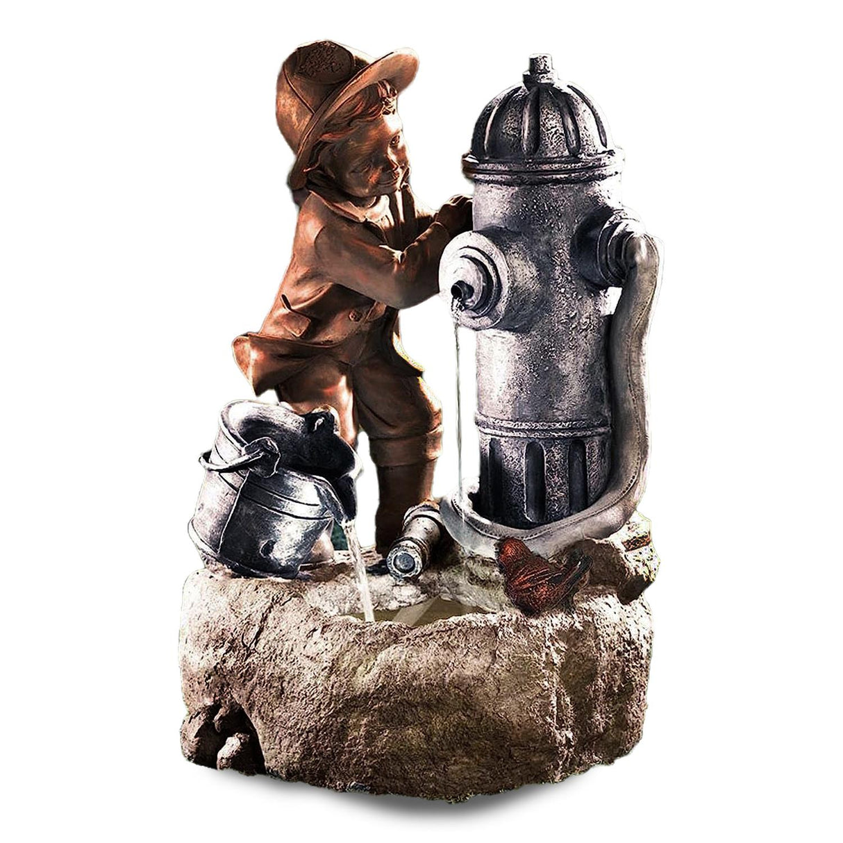 Fire Hydrant Water Feature Outdoor With LED by GEEZY - UKBuyZone