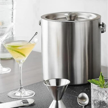 Geezy Stainless Steel Ice Bucket With Lid And Ice Tongs