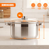 Stainless Steel Stock Pot with Lid - 16 L