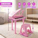 Pink Electronic Piano With Microphone and Stool