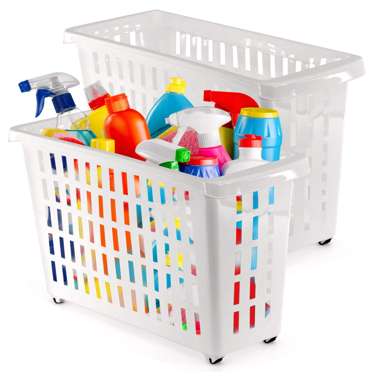 Set of 2 Storage Baskets with Wheels