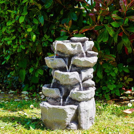 Rock Solar Water Feature Outdoor With LED by GEEZY - UKBuyZone