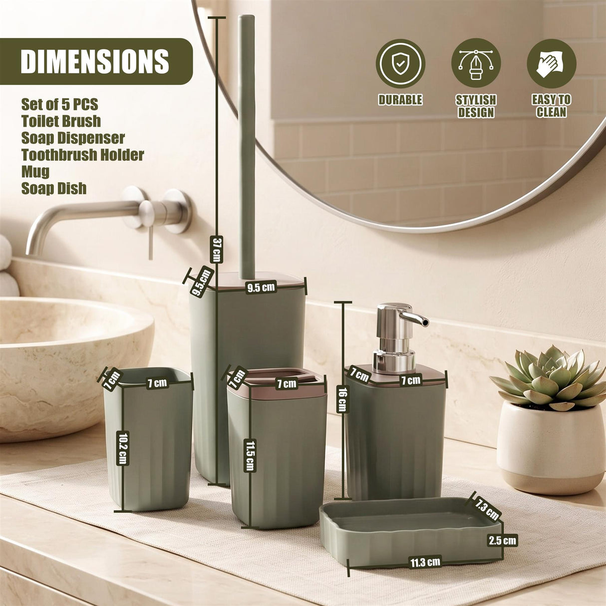 5 Piece Bathroom Acccessories Set