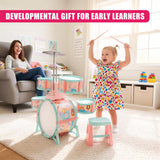 Pink and Green Multi functional Kids Jazz Drum Set