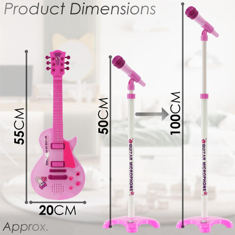 The Magic Toy Shop Pink Guitar Playset with Microphone & Stand