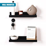Black Wall Hanging Shelf 30 cm Pack 2