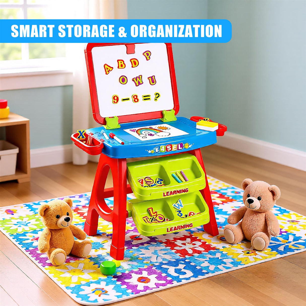 Learning Desk & Magnetic Easel Chalkboard