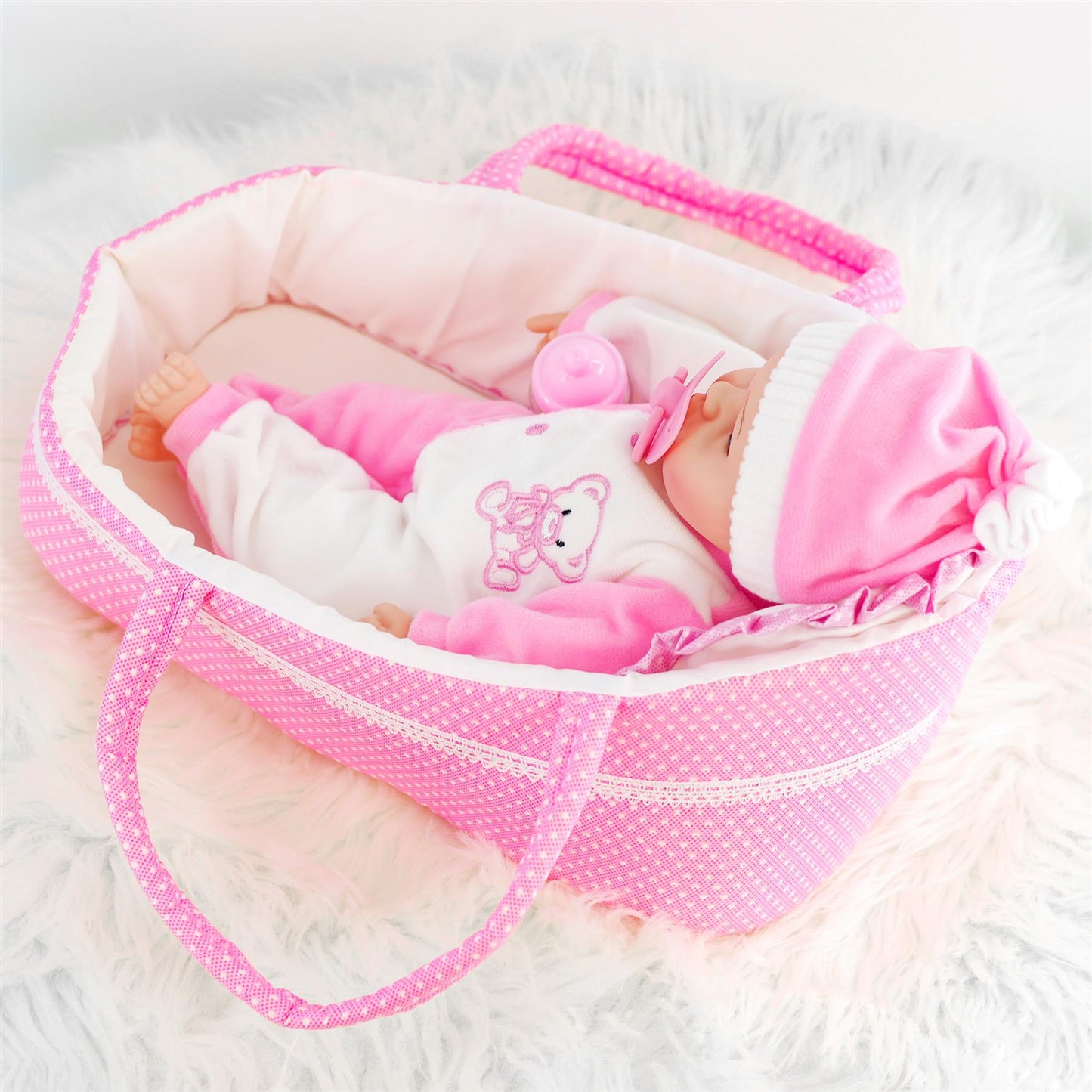 Pink Baby Dolls Carry Cot Bed by The Magic Toy Shop - UKBuyZone