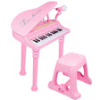 Pink Electronic Piano With Microphone and Stool by The Magic Toy Shop - UKBuyZone