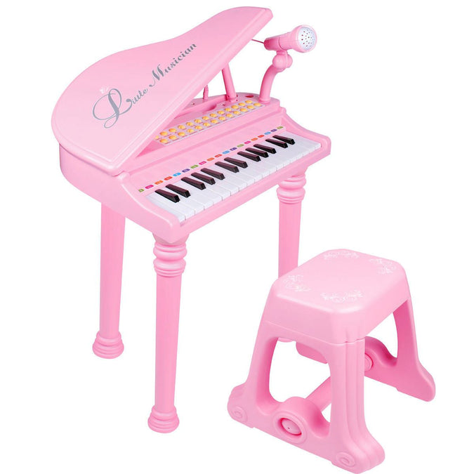 Pink Electronic Piano With Microphone and Stool - UKBuyZone