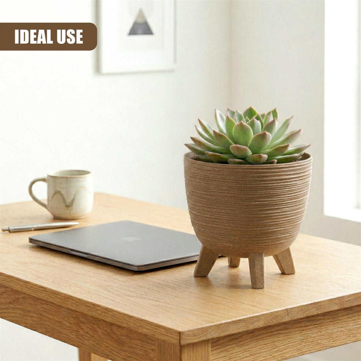 Brown Flower Pot with Legs, 23.6 cm